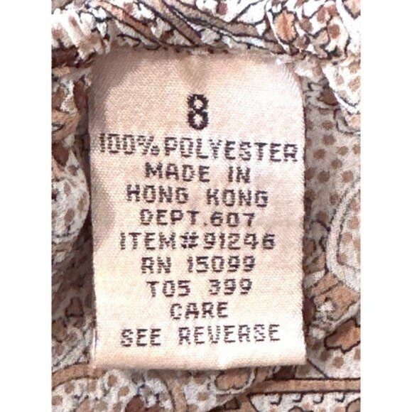 Apostrophe All Polyester Brown Hues Long Sleeve Bell Cut Cuffs Blouse Size 8 - Picture 8 of 9